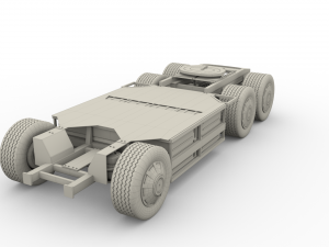 tesla truck with chassis red Model 3D