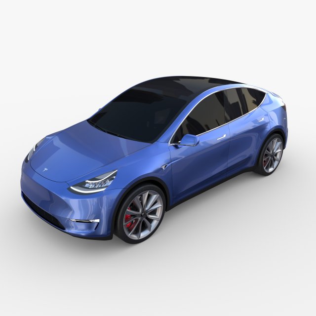 tesla model y blue 3D मॉडल .c4d .max .obj .3ds .fbx .stl .blend