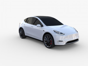 tesla model y white 3Dモデル