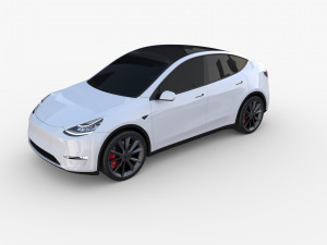 tesla model y white 3Dモデル