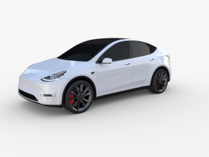 tesla model y white 3Dモデル