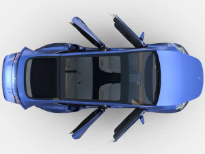 tesla model y blue with interior 3D Model