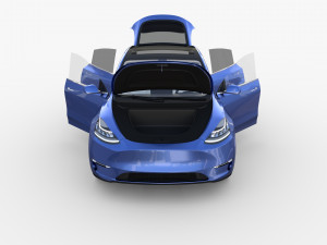 tesla model y blue with interior 3D Model