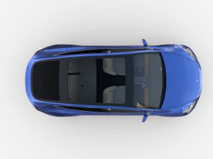 tesla model y blue with interior 3D Model