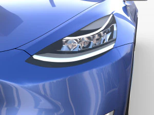 tesla model y blue with interior 3D Model