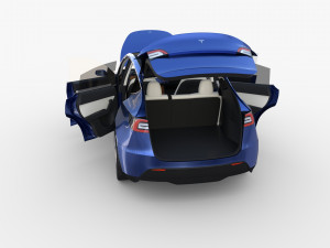 tesla model y blue with interior 3D Model