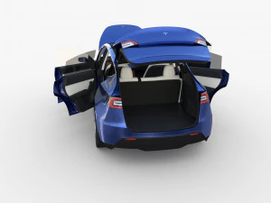 tesla model y blue with interior 3D Model
