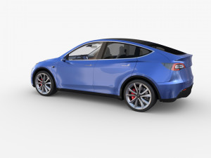 tesla model y blue with interior 3D Model