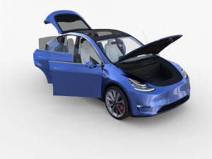 tesla model y blue with interior 3D Model