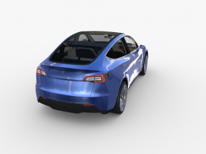 tesla model y blue with interior 3D Model