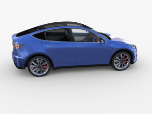 tesla model y blue with interior 3D Model