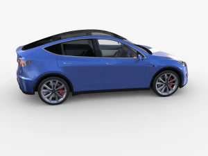 tesla model y blue with interior 3D Model