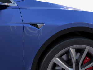 tesla model y blue with interior 3D Model