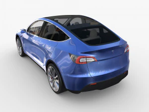tesla model y blue with interior 3D Model