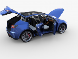 tesla model y blue with interior 3D Model