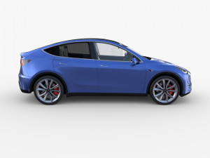 tesla model y blue with interior 3D Model