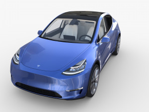 tesla model y blue with interior 3D Model