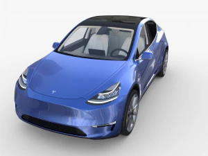 tesla model y blue with interior 3D Model
