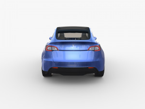 tesla model y blue with interior 3D Model