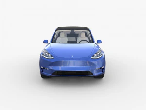 tesla model y blue with interior 3D Model