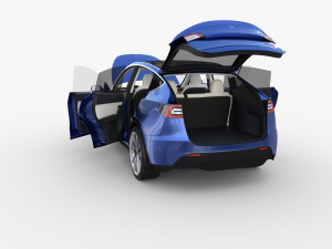 tesla model y blue with interior 3D Model