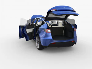 tesla model y blue with interior 3D Model