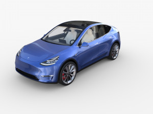 tesla model y blue with interior 3D Model