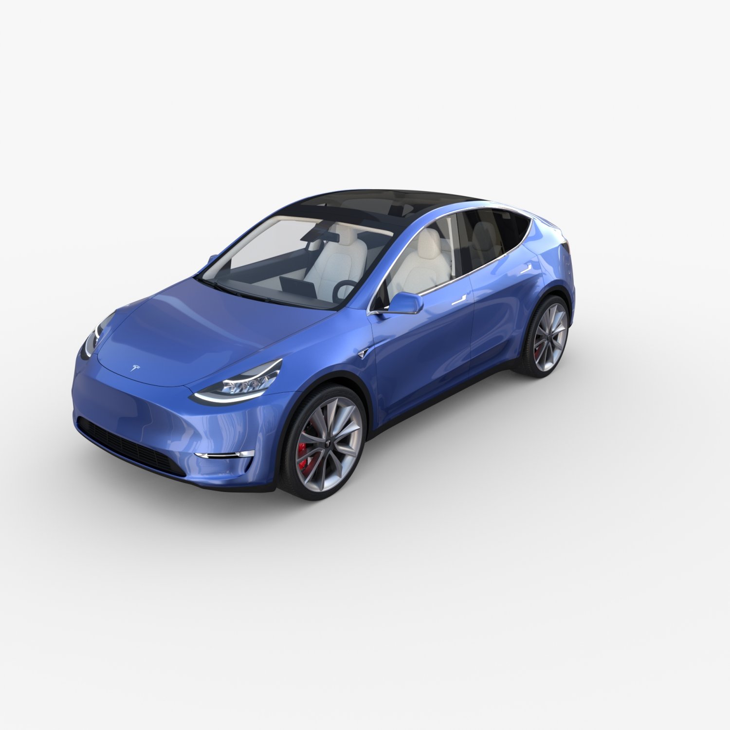 Tesla Model Y Blue with interior 3D Model in Sedan 3DExport