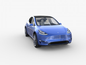 tesla model y blue with interior 3D Model