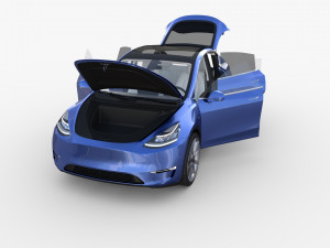 tesla model y blue with interior 3D Model