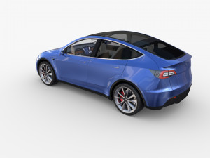 tesla model y blue with interior 3D Model