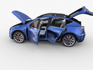 tesla model y blue with interior 3D Model