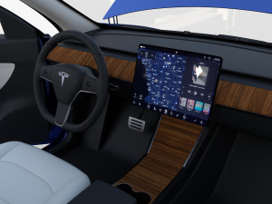 tesla model y blue with interior 3D Model