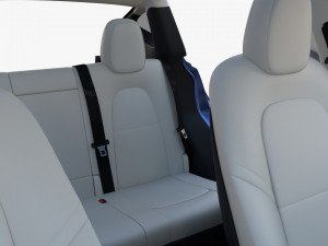 tesla model y blue with interior 3D Model