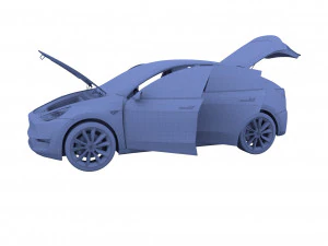 tesla model y blue with interior 3D Model