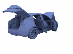 tesla model y blue with interior 3D Model
