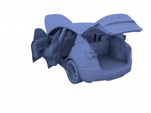 tesla model y blue with interior 3D Model