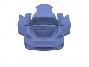 tesla model y blue with interior 3D Model