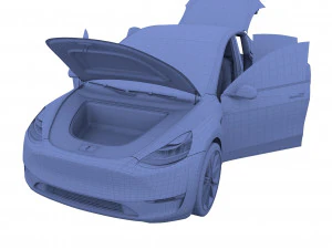 tesla model y blue with interior 3D Model