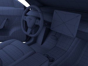 tesla model y blue with interior 3D Model