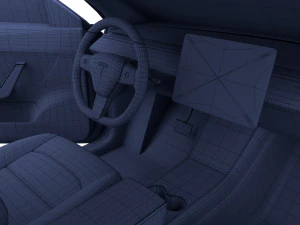 tesla model y blue with interior 3D Model