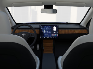 tesla model y awd blue with interior and chassis 3D मॉडल