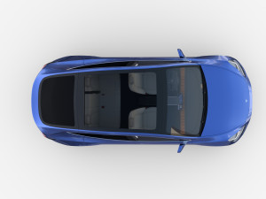 tesla model y awd blue with interior and chassis 3D मॉडल