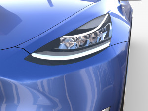 tesla model y awd blue with interior and chassis 3D मॉडल