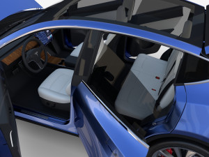 tesla model y awd blue with interior and chassis 3D मॉडल