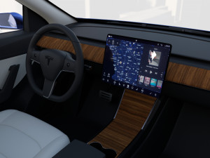 tesla model y awd blue with interior and chassis 3D मॉडल