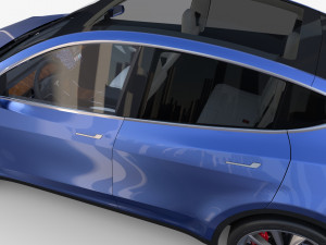 tesla model y awd blue with interior and chassis 3D मॉडल