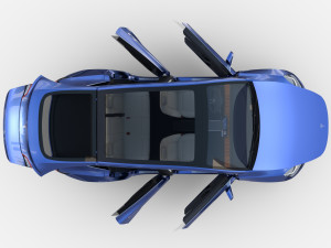 tesla model y awd blue with interior and chassis 3D मॉडल