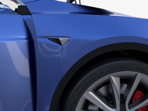 tesla model y awd blue with interior and chassis 3D मॉडल