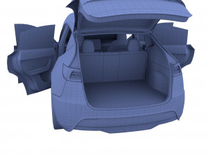 tesla model y awd blue with interior and chassis 3D मॉडल